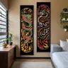 Dragon & Serpent Pattern Wall Tapestry, 2 Counts/set Traditional Mythical Animal Totems Long Narrow Banner Tapestry, Decorative Tapestry, Wall Hanging for Bedroom and Living Room, Decor