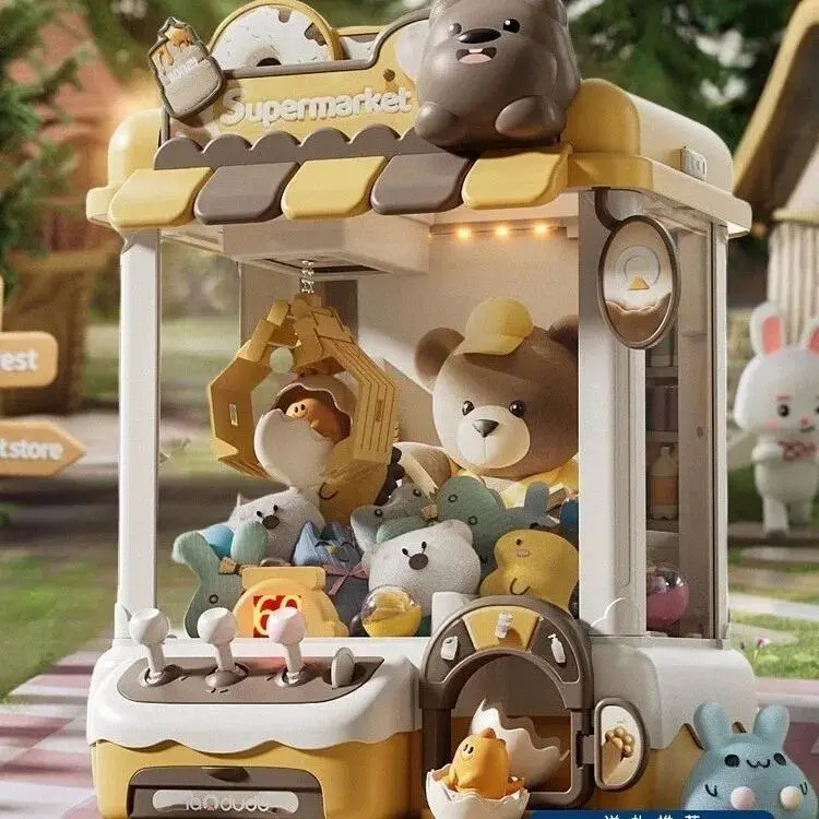 DIY Doll Machine Kids Coin Operated Play Game Mini Claw Catch Toy Crane Machines Music Doll Children Xmas Gifts Toy Boy Gril