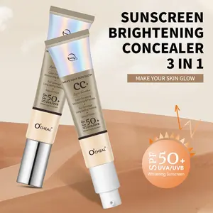 O'cheal CC Sunscreen Cream, Isolation Brightening Glow Foundation, Flawless Skin Tint, Natural Waterproof Long-Lasting Concealer, Moisturizing Breathable SPF 50 Pa++ 30g