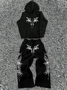 Men's Trendy High-End Casual Set, Hooded Sweatshirt & Straight-Leg Pants, Wrinkle-Free Fabric, Slim Fit Design, Fall outfit