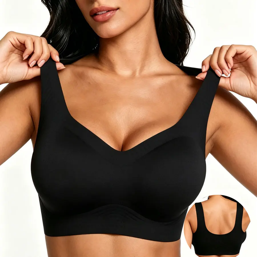 Women's Solid Wireless Bra, ComfortableBreathable Push Up Bra, Softness Lightweight,Lingerie for All Seasons, Pushbra