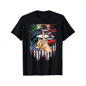 Cotton Men's Patriotic Mexican-American Flag Graphic T-Shirt