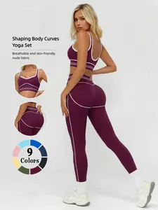 Women's Slimming Yoga Set, High Waist Tight-Fitting Pants + Sports Bra, Quick-Dry Sweat-Wicking High Elasticity, Outdoor Intense Sports