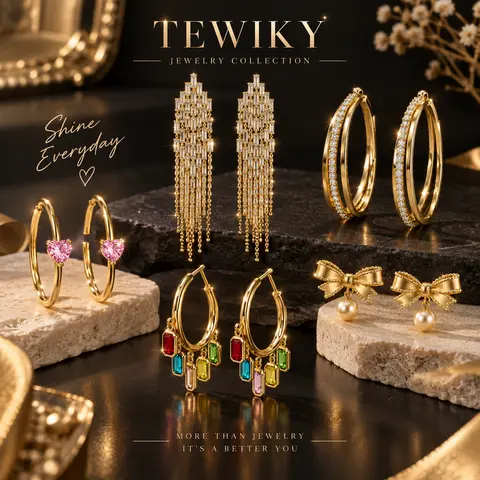 【Tewiky Official】Women's Sparkly Large-Size 14K Gold & Silver Plated Cubic Zircon Hoop Earrings, Baguette & Round Zircon Inlaid Fashion Jewelry Gift for Party, Wedding, Costume Jewelry Accessory