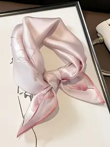 Vintage Geometric Square Scarf, Luxurious Breathable Silk, Elegant Soft Collar Accessory, Hand Washable Party Wedding Daily Wear