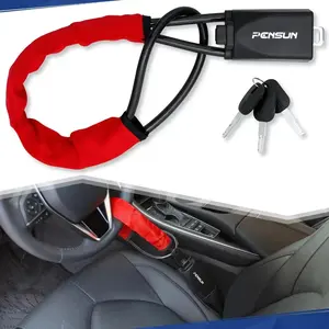 Multi-Functional Anti-Theft Car Steering Wheel & Seat Belt Lock, 17in Compact Lightweight Car Accessories, Auto Parts Accessories Universal for Most Vehicles, SUVs, Golf Carts,summervibes