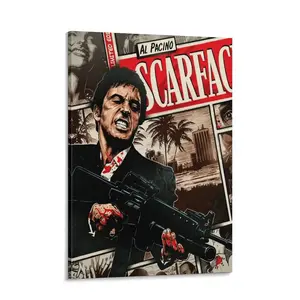 Scarface Movie Artistic Waterproof Canvas Wall Decor Cute Vibrant Poster for Bathroom Living Room Bedroom Dorm New Year Gift Home Decoration