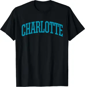 100% Cotton Charlotte T-Shirt / Charlotte Sports College-Style T NC T-Shirt