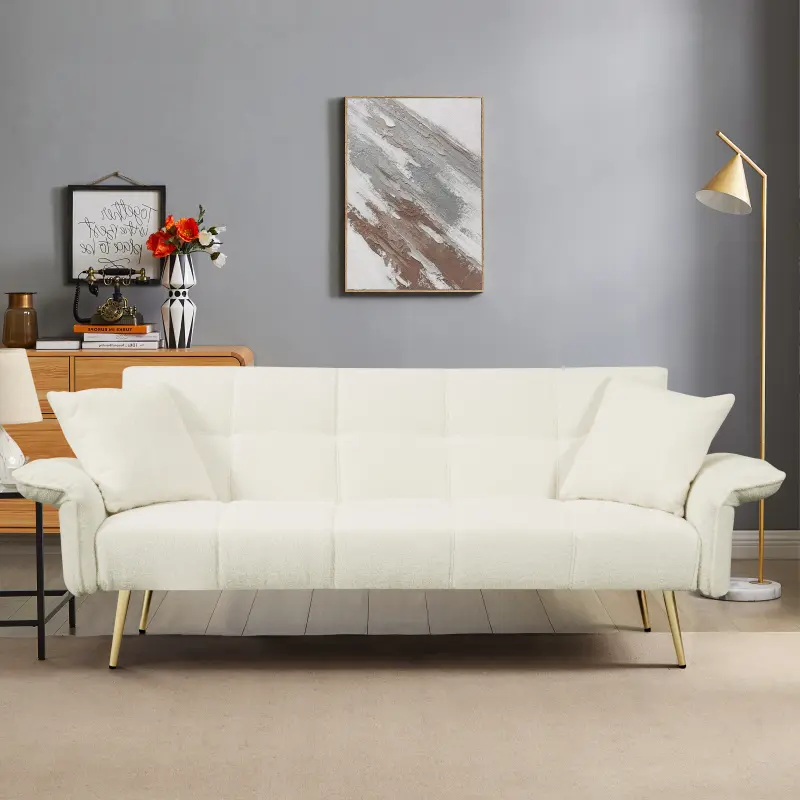 70.1 "Futon Sofa Bed, Convertible Double Sofa Bed with Folding Armrests for Living Rooms and Small Spaces