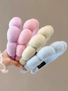 Puffy Spa Headband for Women, Microfiber Sponge Cloud Headband for Washing Face, Skincare, Makeup Removal & Shower, Non-Slip Absorbent Hairband Hair Accessories for Daily Wear, Soft Terry Cloth Bubble Headband Twist