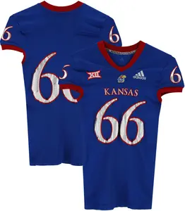 Kansas Jayhawks Team-Issued #66 Blue Jersey from the 2018-21 NCAA Football Seasons - Size L - Fanatics Authentic Certified