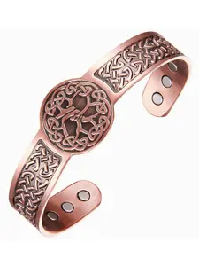 Men's Copper Bracelet Magnetic Life Tree Wide Bangle 99.99% Pure Copper Vintage Jewelry Exquisite Bracelet Christmas Gift, All Seasons Accessory