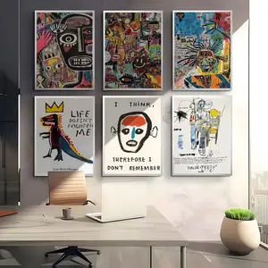 PIKPAKA J-Jean M-Michel B-Basquiat Art Poster HD Waterproof Art Poster For Home, Bar & Café Decor | Fade-Resistant, Non-Sticky, Vibrant Modern Abstract Art Abstract Pattern Print DIY Wall Print Perfect Decorative Poster For Office & Living Room