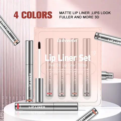 4Pcs Peel Off Lipliner Stain Set - Lip Liner Makeup, Waterproof Nude Matte Lip Tint, Fragrance Free, Alcohol Free, Peel Off Apply, Effortless Precision, Full Coverage, 24H Long Lasting Wear Cosmetic [US 2026 Deals for You Days]