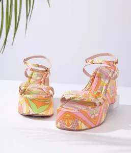 Orange & Pink Psychedelic Dream Platform Sandals