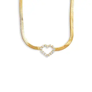 Heart Herringbone Necklace - Hold Filled Water resistant YUMIYU