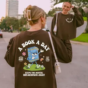 Read More Cry Less Sweatshirt, A Book A Day Shirt, Bookish Hoodie, Book Aesthetic Crewneck, Mental Health Sweatshirt
