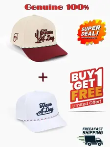 Super Deal 2-in-1 - Men's Breezy Golf Cream/Maroon WM Phoenix Open Cactus Have A Day Rope Adjustable Hat - “Have A Day” Limited Edition 2-Pack | Breezy Summer Golf Rope Hats – Cream & Maroon Combo | Feel-Good Vibes On & Off The Course - Buy 1 Get 1 Free