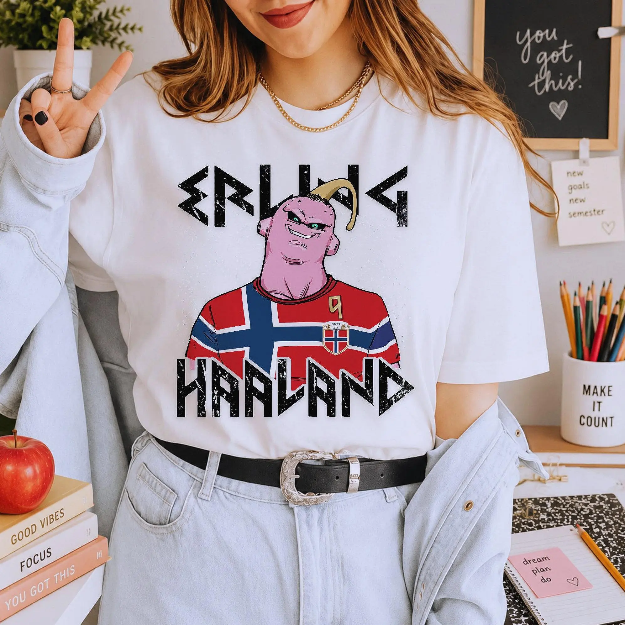 Erling Haaland Funny Meme  Comfort Color Printed Tee Pure Cotton Fabric Casual Soft-Washed T-Shirt Trendy Tops for Women for Men