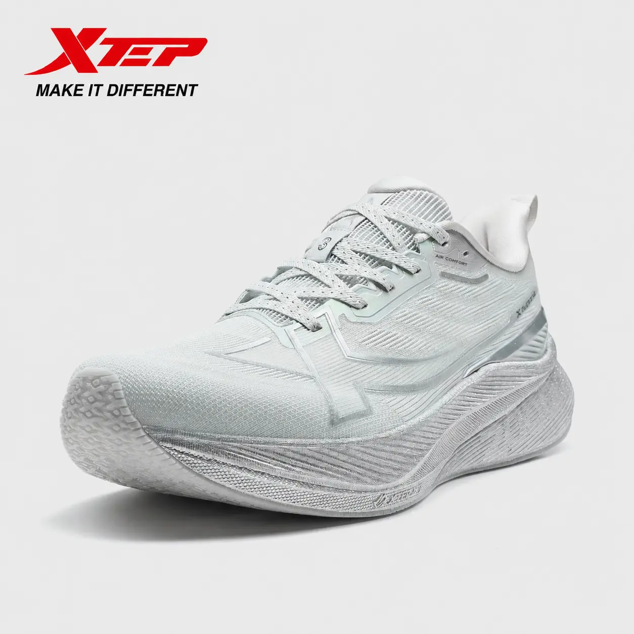 XTEP 2000km 3.0 Men's Running Shoes,Silver,Breathable Training Sneakers with ACE Midsole Comfort for Jogging & Marathon