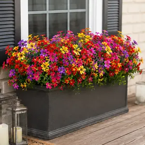 6 Bundles Color-Coordinated Bouquet-Shaped Artificial Daisy & Eucalyptus Flowers, UV-Resistant Natural Farmhouse Artificial Flower Bouquet, Fade-Resistant Faux Outdoor Plants for Porch & Garden Ornaments (Home Decor Supplies), Color-Coordinated Artificial
