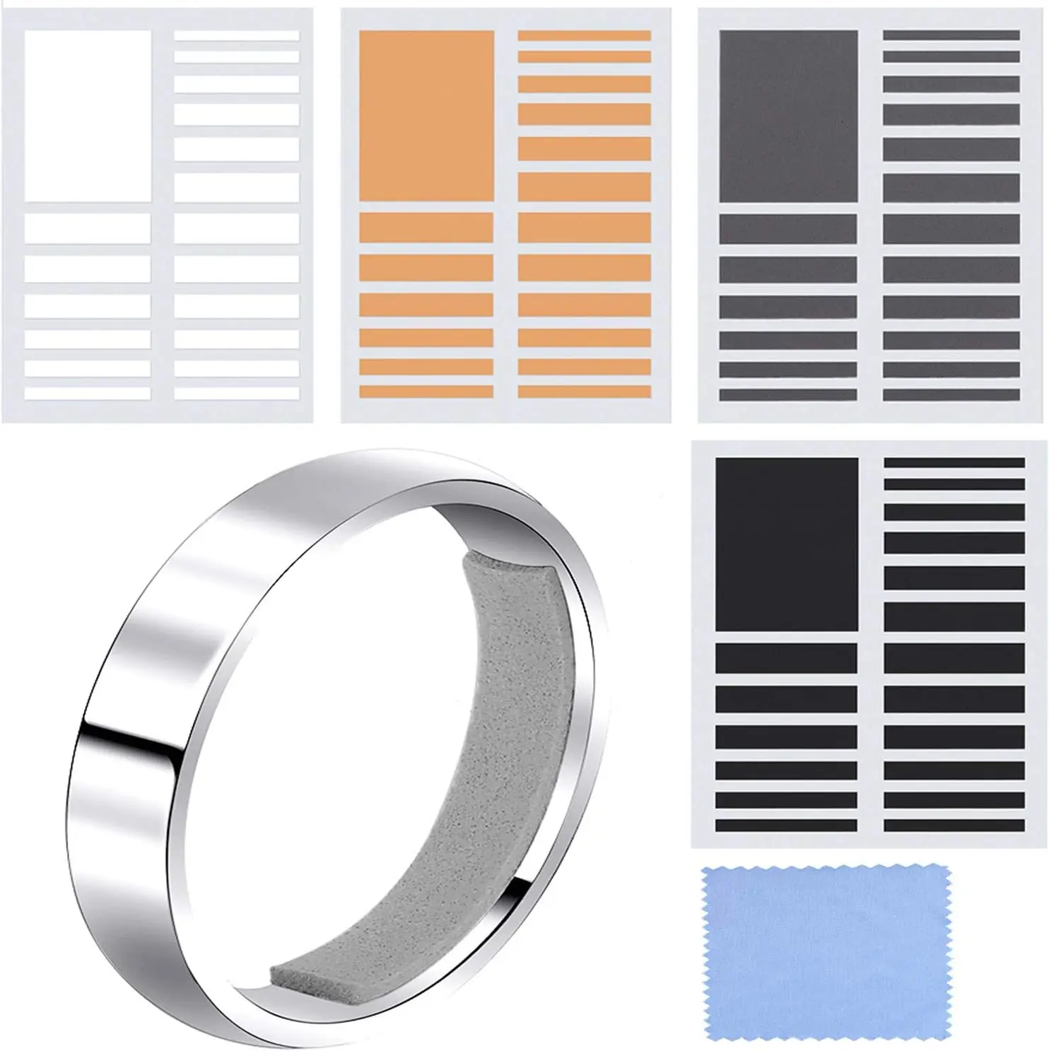 Chuangdi Ring Size Adjuster for Loose Rings Men Women, 152 Pcs, 4 Colors | Invisible Fit, 8 Sheets, 2 Thickness Options, Ring Spacer for Wide Rings with Polishing Cloth