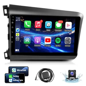 Car Radio for【Honda Civic 2012 - 2015 Stereo】with Wireless Carplay Android Auto, 9 Inch Screen GPS Navigation WiFi Bluetooth Backup Camera MirrorLink