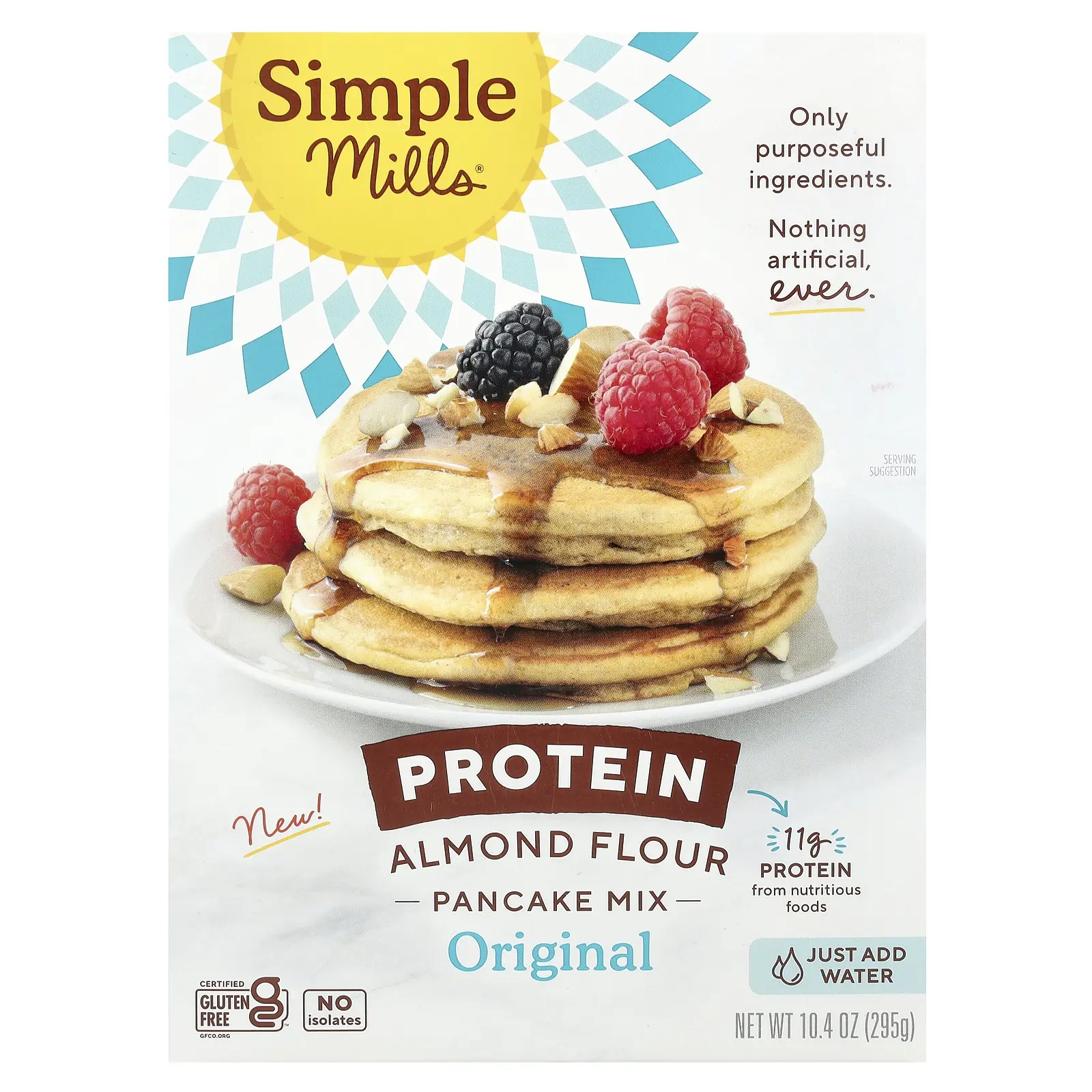 Simple Mills Protein Almond Flour Pancake Mix, Original, 10.4 oz (295 g)