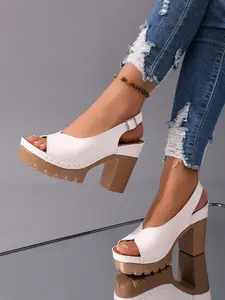 Vintage Style Thick Sole Chunky Heel Women's Sandals, Open Toe Decorative Summer Shoes, Perfect for Daily Shopping