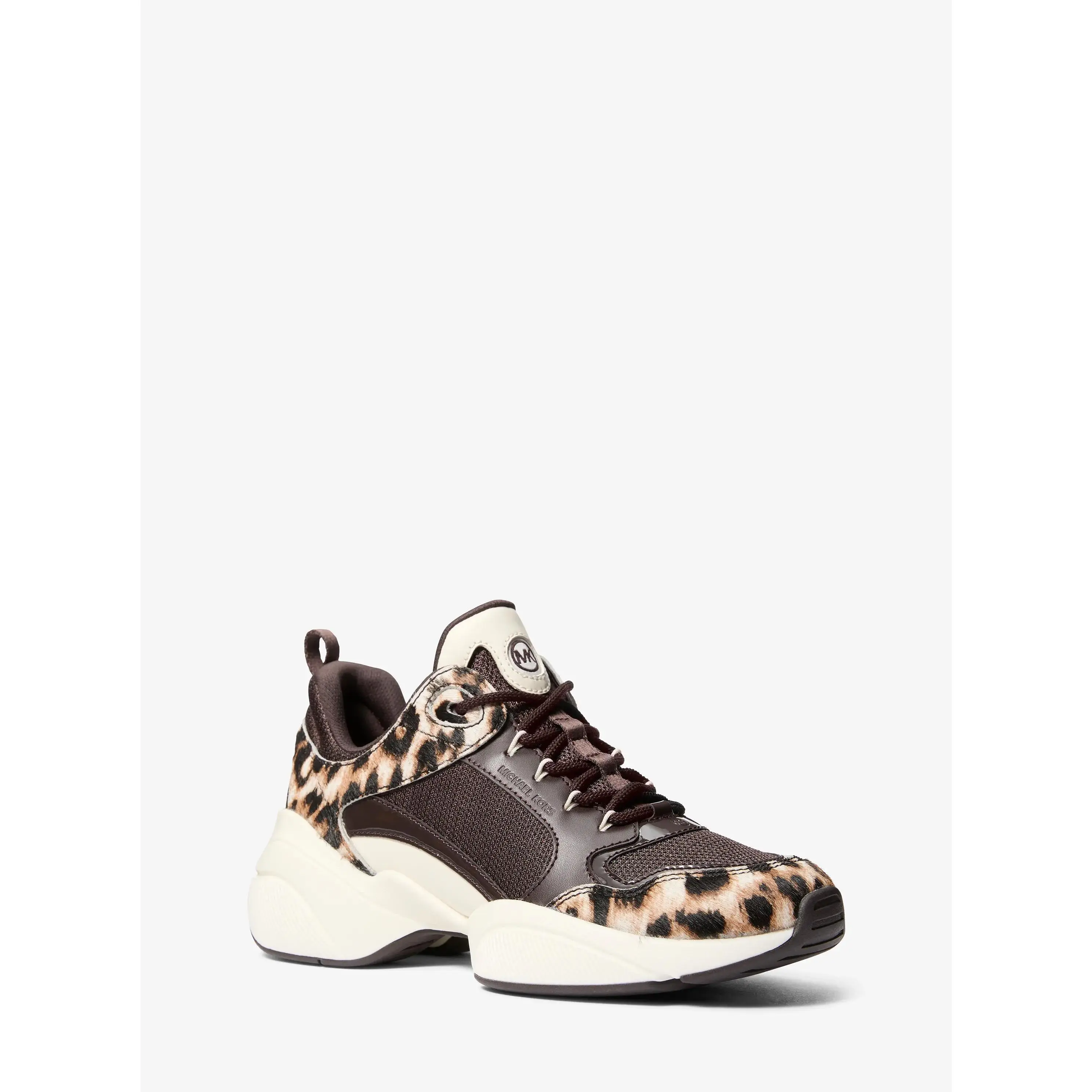 Bowie Leopard-Print Calf Hair and Mesh Trainer
