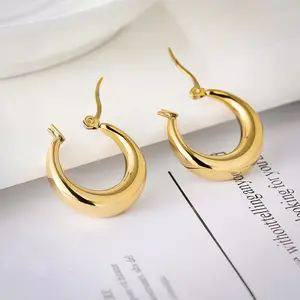 Selena - Crescent Moon Hoop Earrings - XREH1 PRICE FOR 1 PAIR PLEASE CHOOSE SIZE IN DESCRIPTION