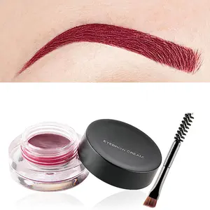 12 Color Eyebrow Pomade Full-pigmented Long Lasting Waterproof Cream Gel Filling & Shaping Tinted Eyebrows Enhancers with Brush for Daily or Cosplay (09 Wine)
