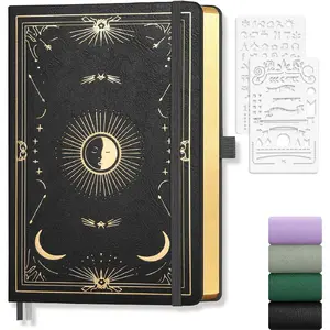 Dotted Journal for Women Men, 192 Pages A5 Notebook Journal, Hardcover Notebook with 100Gsm Thick Pages, Leather Note Book for Writing, Travel, Business, Office, Prayer 5.7 x 8.3,Black