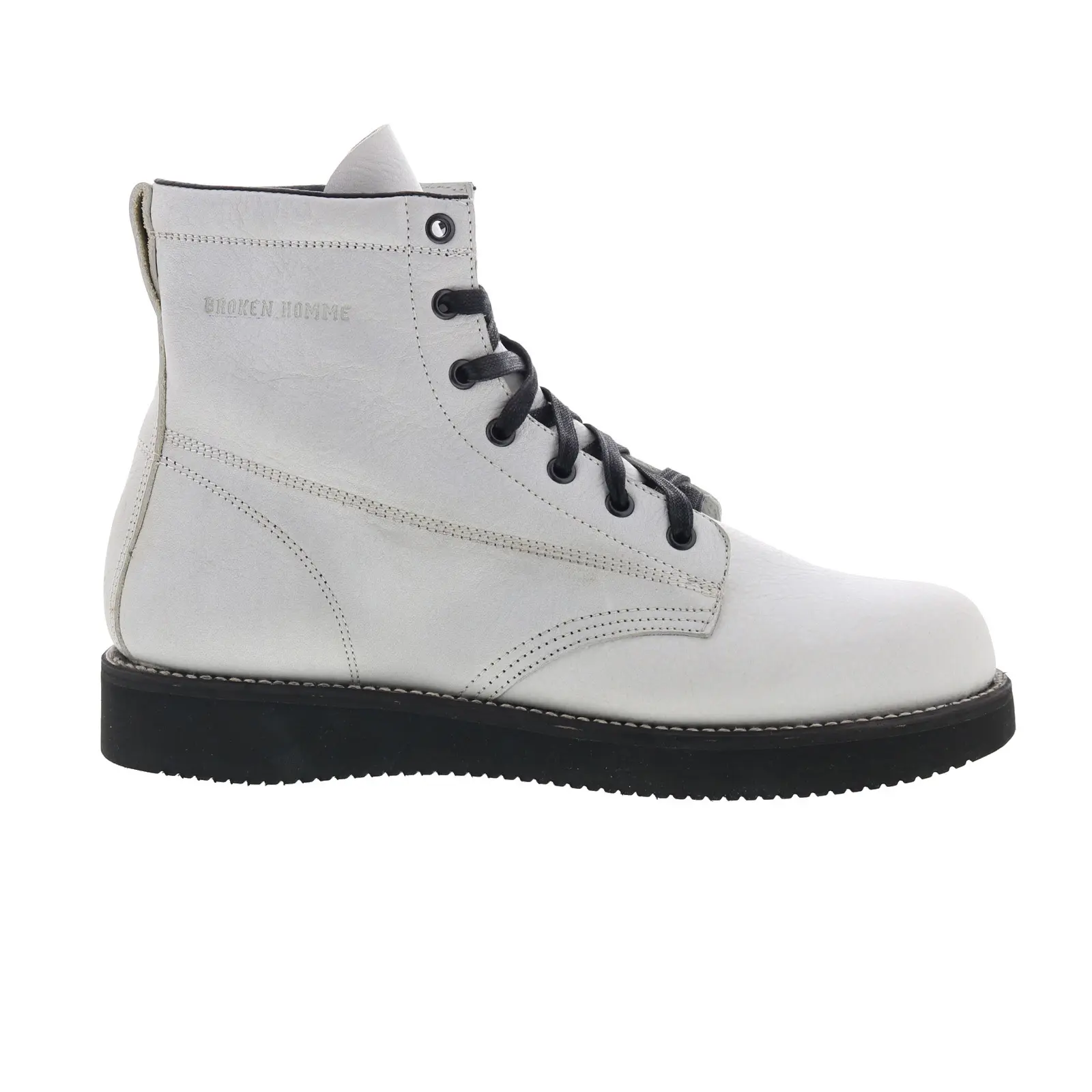 Broken Homme James Boot FB12002 Mens White Leather Casual Dress Boots