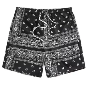 Men's Ethnic Pattern Pocket Drawstring Waist Shorts, Regular Summer Clothes, Stylish Paisley Print Elastic Waist Swim Trunks, Going Out Outfit, Back To School Outfits, Beach Shorts for Casual, Drippy Outfits, 80s Fashion Cool