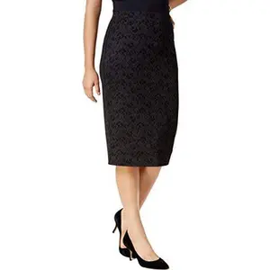 ALFANI Women's Foil Lace Print Pull On Straight Pencil Skirt