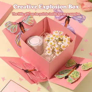 DIY Flying Butterfly Gift Box with 4 Butterflies, Surprise Birthday Gift Box, Party Decoration, Graduation Gift, Holiday Gift Packaging,Mother's Day