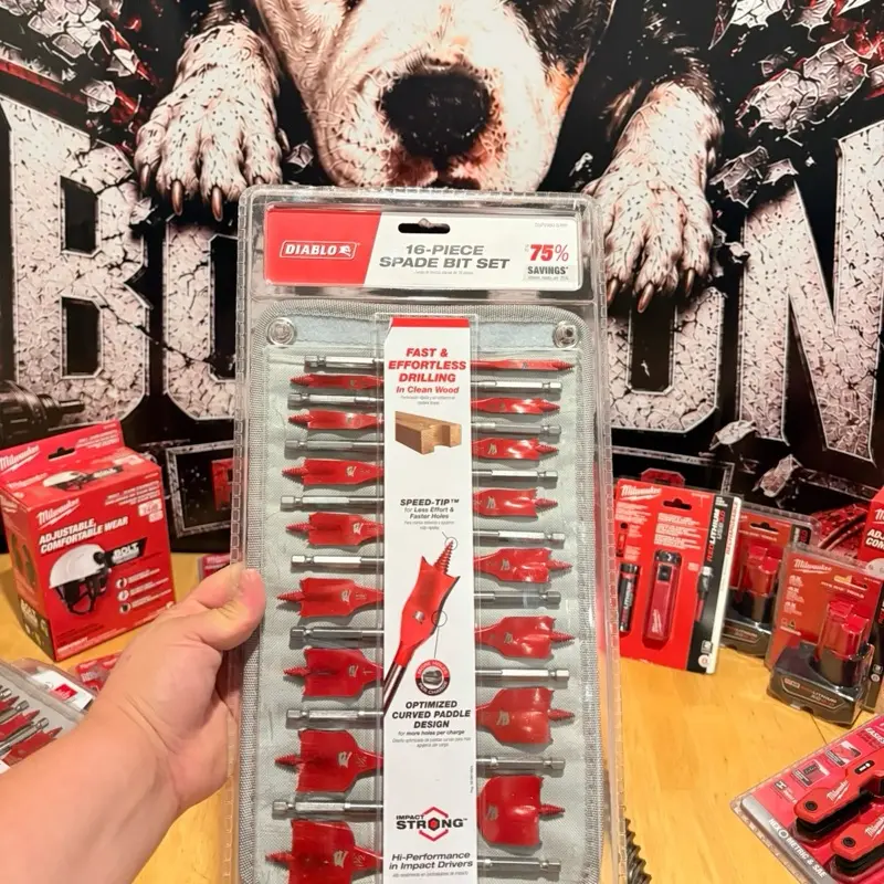 Speed Demon High Speed Steel Spade Bit Set With Pouch (16-Piece)