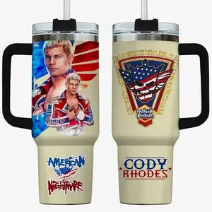 American Nightmare Cody Rhodes Tumbler 40oz, Wrestling Fan Stainless Steel Cup, Insulated Travel Mug, WWE Merch Gift, Double-Wall Cold & Hot Cup