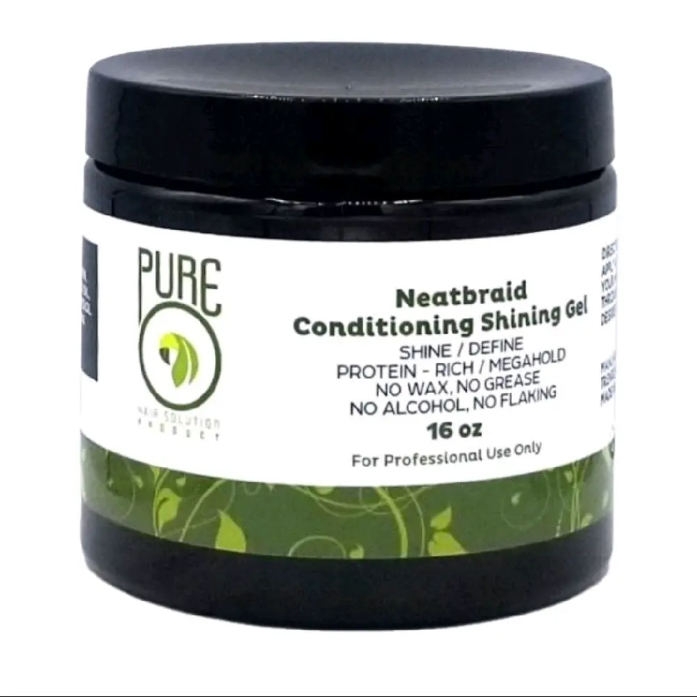 Pure O Natural Neatbraid Conditioning Shining Gel 16 oz - Professional Use for Haircare with No Alcohol or Flaking