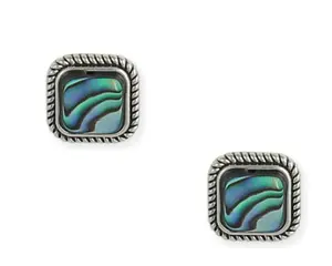 Zad Jewelry Paua Shell Square Stud Earrings - Colorful, Multi-Hued Blue Costume Fashion Accessories with Shell Detail