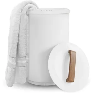 Heated Towel Warmers for Bathroom - Large Towel Warmer Bucket,  Handle, Auto Shut Off, Fits Up to Two 40"X70"  Towels, White
