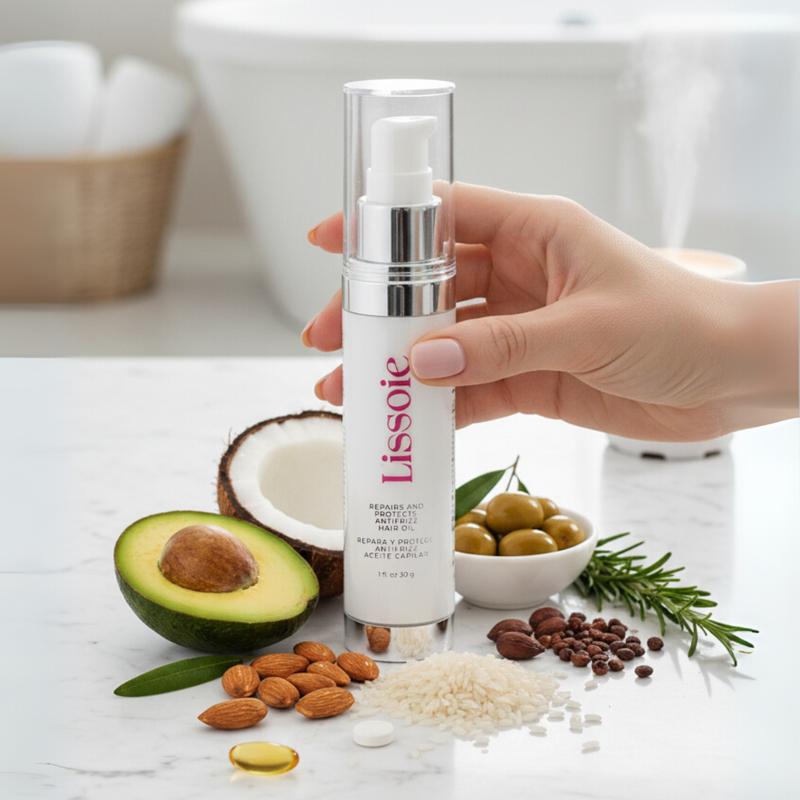 Lissoie Hair Kit – 4-step routine to cleanse, hydrate, repair & smooth hair. Includes shampoo,  mask, frizz-control polymer & shine oil. Sulfate-free, salon-quality care for dry, frizzy or color-treated hair. Haircare, , treatment. Hydrating