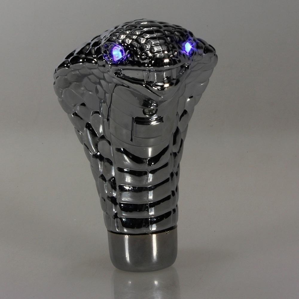 2026 Universal Chrome Red Blue LED Eyes Car Cobra Manual Gear Shift Knob Snake Shifter   Car decor