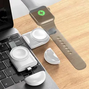 Portable Magnetic Wireless Charger, USB/Type C Wireless Charger, Lightweight Magnetic Fast Charging Base for Apple Watch Series 9/8/7/6/5/4/3/2/1, Wearable