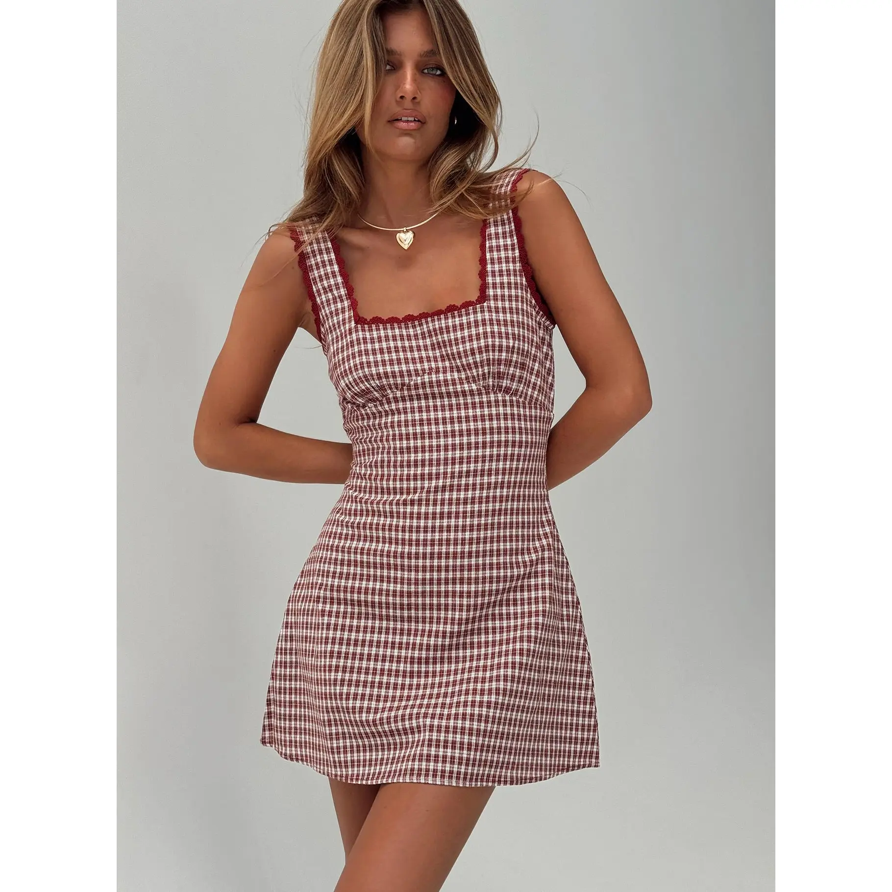 dasha mini dress - Wine drenched events and semi Dasha Mini Dress Red Check