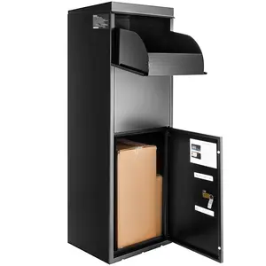 VEVOR Package Delivery Boxes for Outside, 38.6 in Mailbox for Parcel with Lock, Galvanized Steel Package Drop Box with Anti-Theft Design, Weather-Resistant Package Mailbox for Home and Office, Black