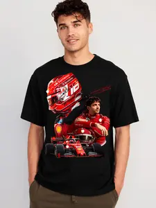 Charles Leclerc Racing Graphic T-shirt | Full Logo Shirt with Driver Design
