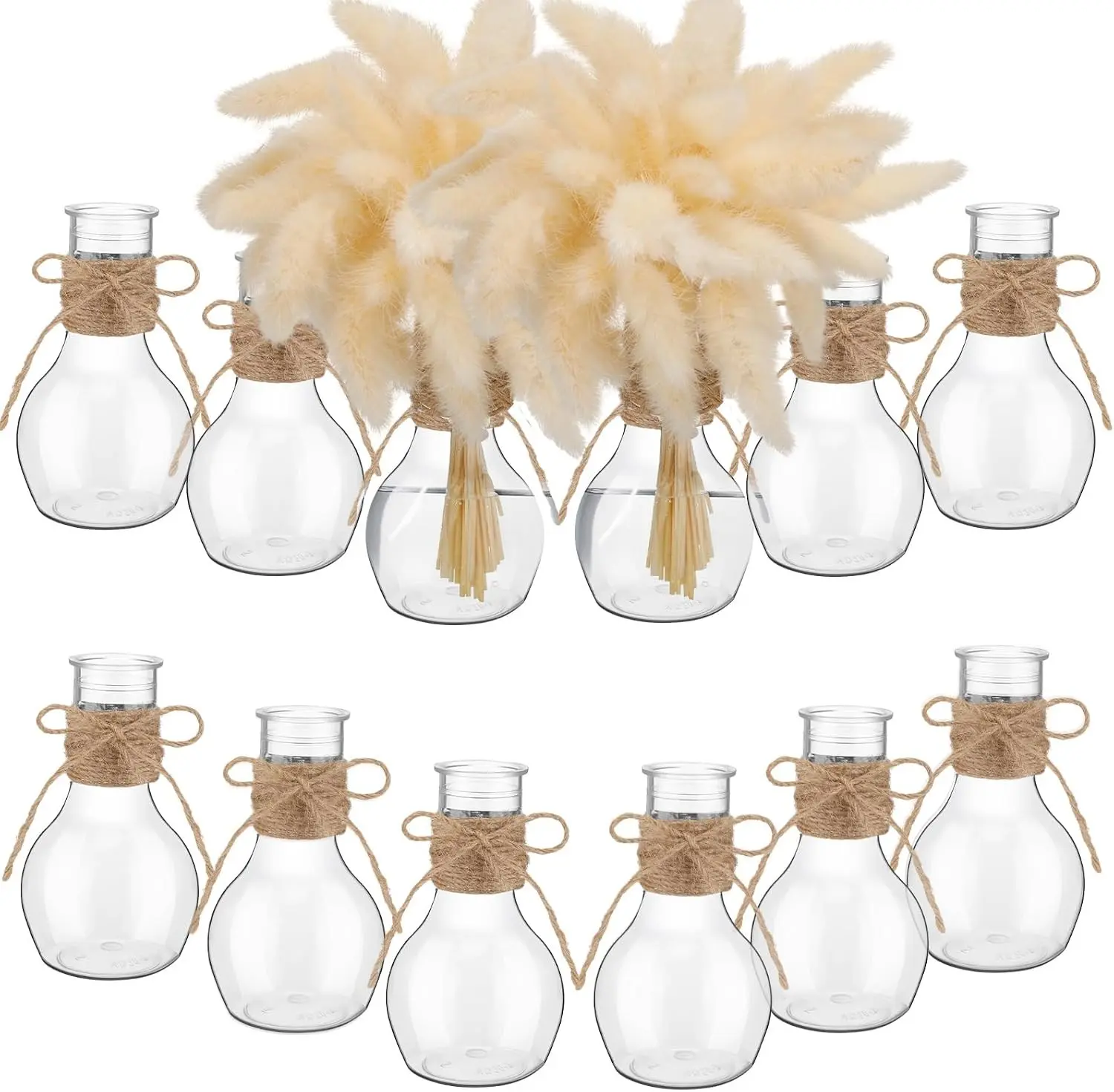 12 Pcs Plastic Bud Vases in Bulk for Table Centerpieces, 4.7in Hyacinth Avocado Growing Bud Vase, Small Flower Bulb Plant Containers for Wedding Room Table Decorations (Mini Bulb Style)