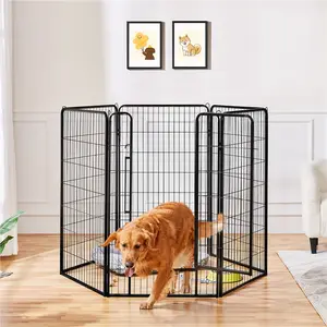 Costoffs 6-Panel Dog Playpen – Metal Pet Exercise Pen, Iron Fence with Door for Dogs and Cats, Indoor/Outdoor Use, Black